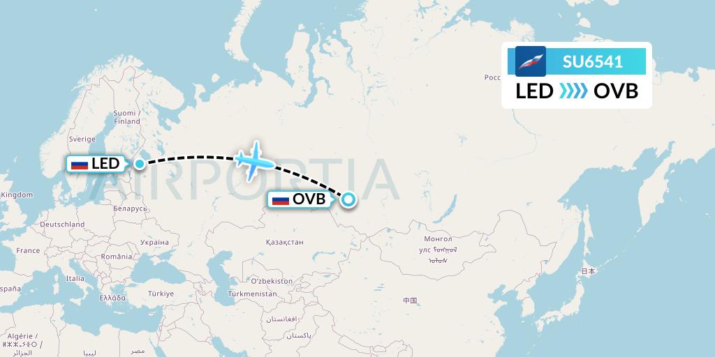 SU6541 Aeroflot Flight Map: St. Petersburg to Novosibirsk