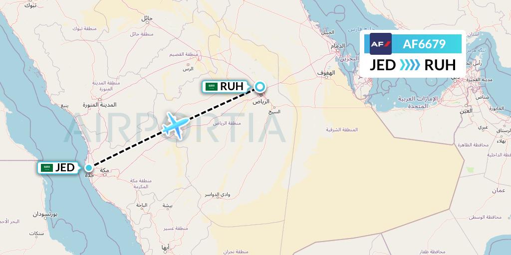 AF6679 Air France Flight Map: Jeddah to Riyadh