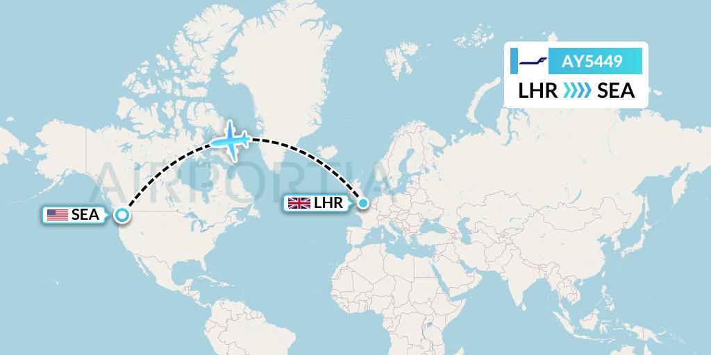 AY5449 Finnair Flight Map: London to Seattle