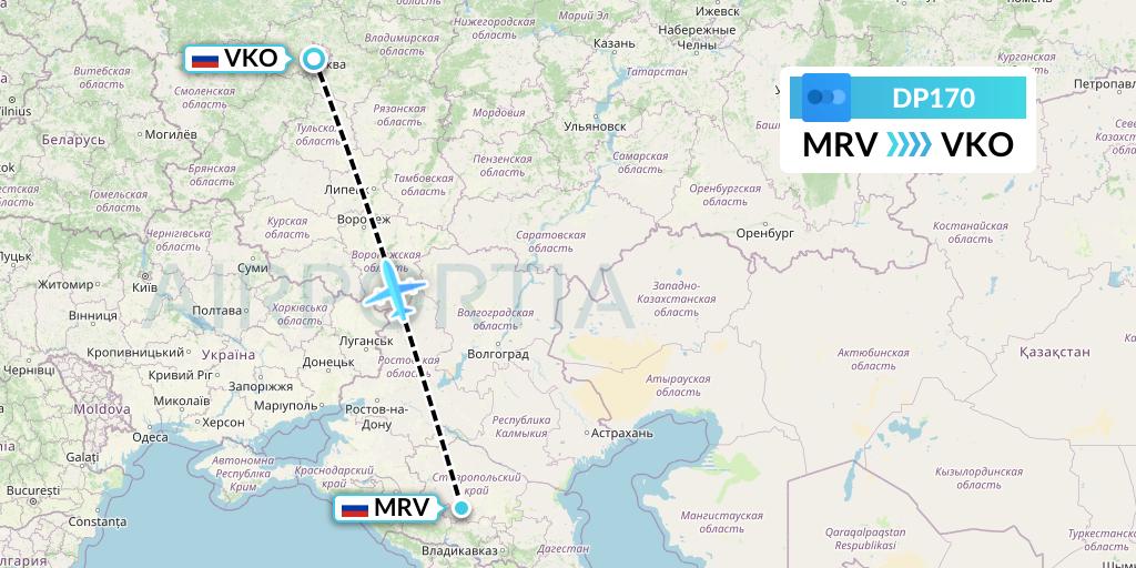 DP170 Pobeda Flight Map: Mineralnye Vody to Moscow