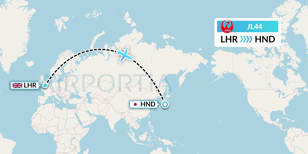 JL44 Flight Status Japan Airlines London to Tokyo (JAL44)