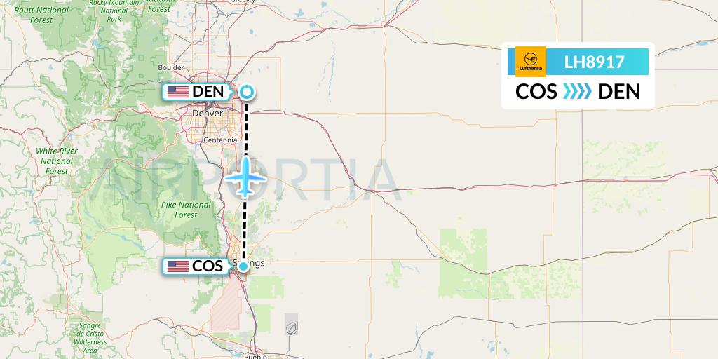 LH8917 Lufthansa Flight Map: Colorado Springs to Denver
