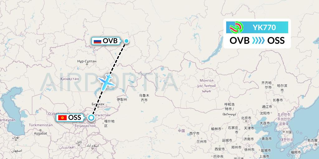 YK770 Avia Traffic Flight Map: Novosibirsk to Osh