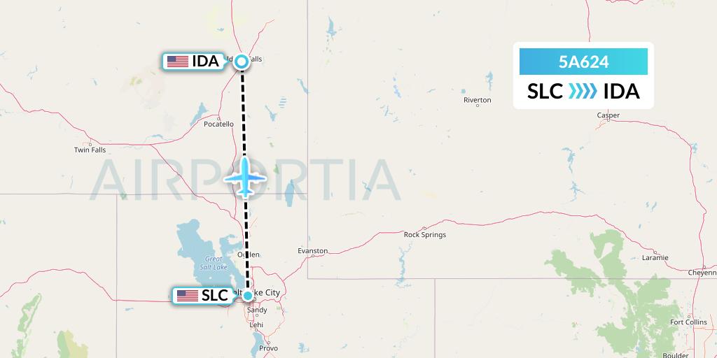 5A624 Alpine Air Express Flight Map: Salt Lake City to Idaho Falls
