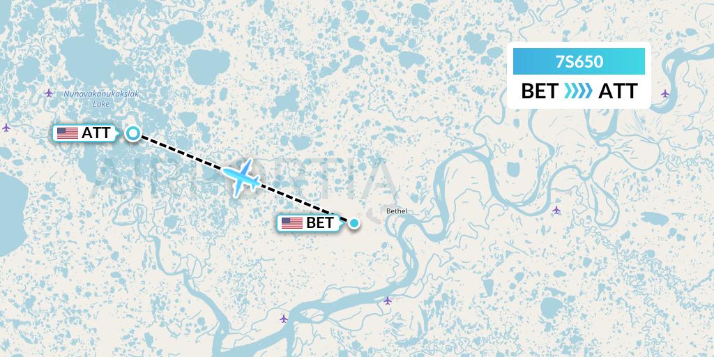 7S650 Ryan Air (USA) Flight Map: Bethel to Atmautluak