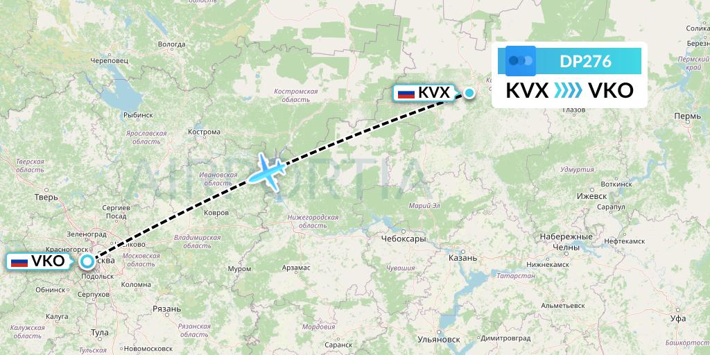 DP276 Pobeda Flight Map: Kirov to Moscow