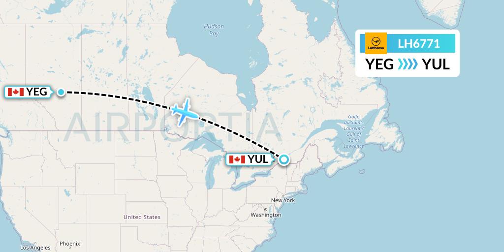 LH6771 Lufthansa Flight Map: Edmonton to Montreal