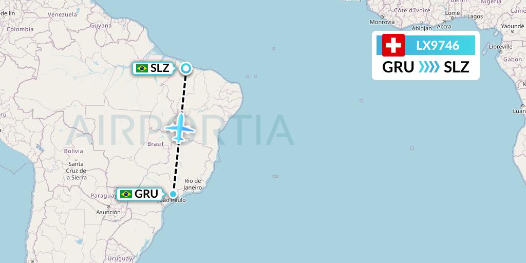 LX9746 Swiss Flight Map: Sao Paulo to Sao Luis
