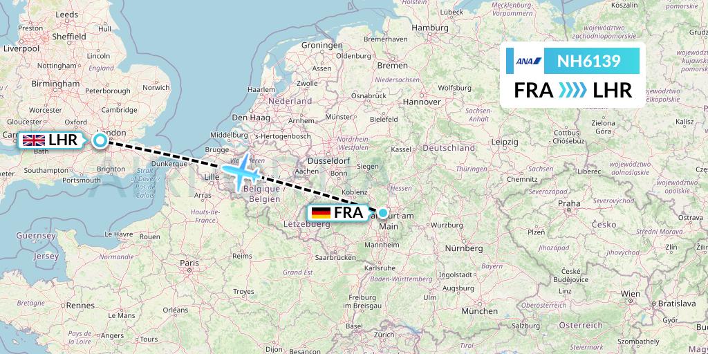 NH6139 All Nippon Airways Flight Map: Frankfurt to London