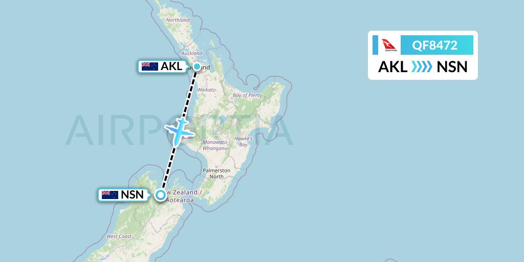 QF8472 Qantas Flight Map: Auckland to Nelson