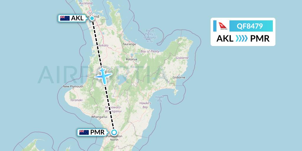 QF8479 Qantas Flight Map: Auckland to Palmerston North