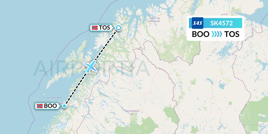 SK4572 SAS Flight Map: Bodo to Tromso