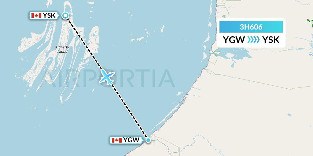 3H606 Air Inuit Flight Map: Kuujjuarapik to Sanikiluaq