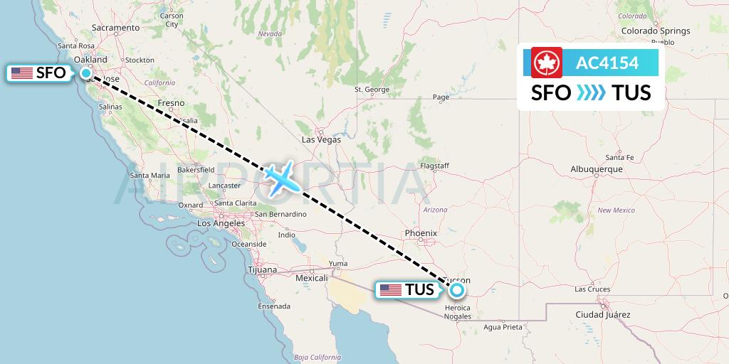 AC4154 Air Canada Flight Map: San Francisco to Tucson
