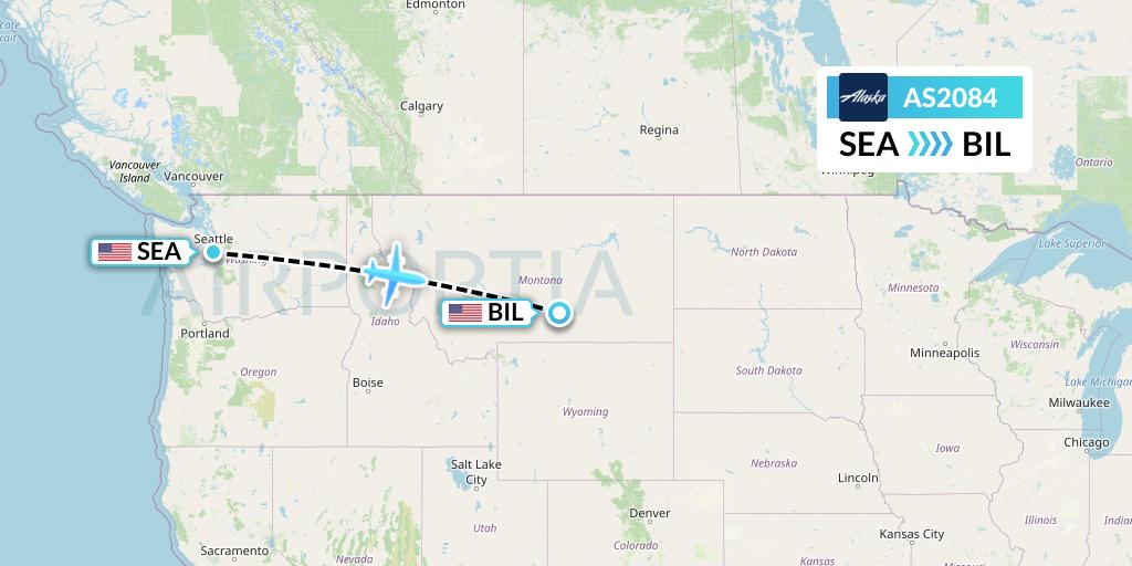 AS2084 Alaska Airlines Flight Map: Seattle to Billings