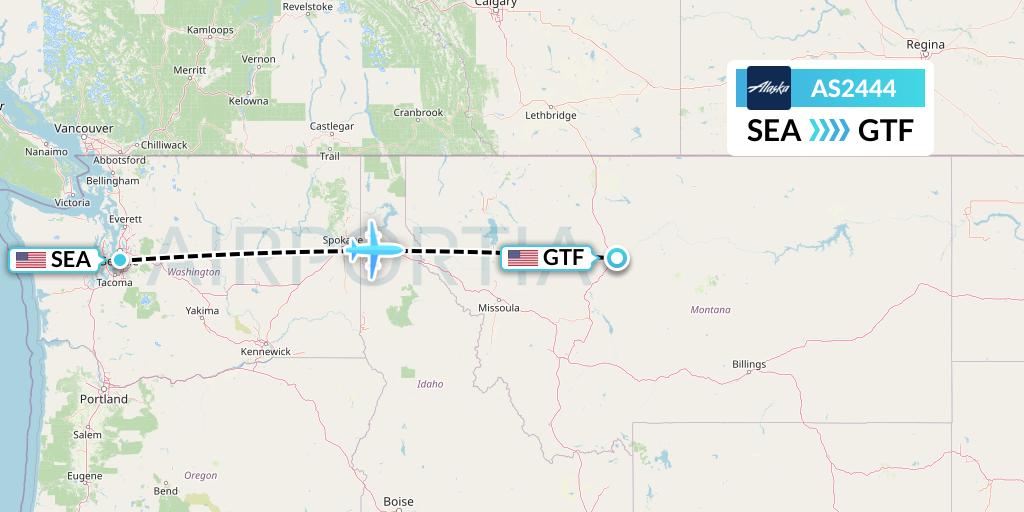 AS2444 Flight Status Alaska Airlines Seattle to Great Falls (ASA2444)