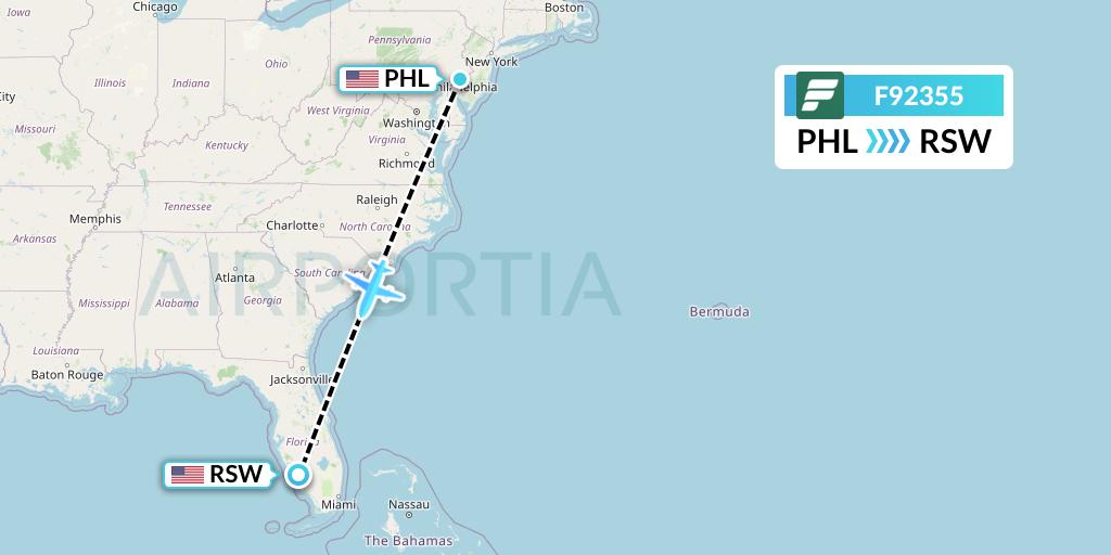 F92355 Flight Status Frontier Airlines Philadelphia to Fort Myers