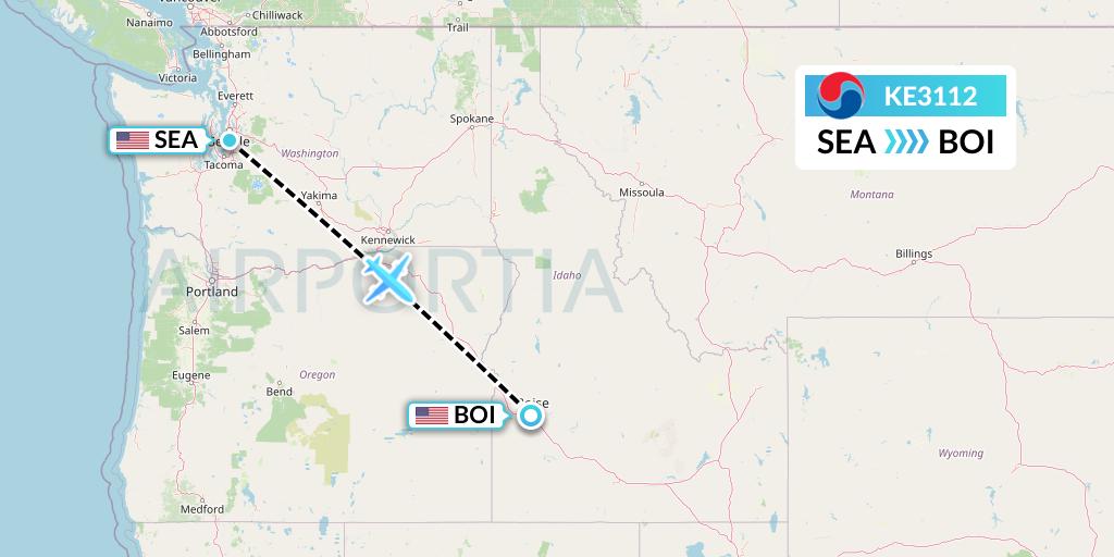 KE3112 Korean Air Flight Map: Seattle to Boise