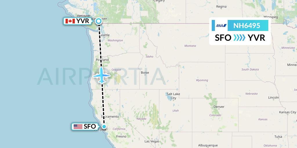 NH6495 All Nippon Airways Flight Map: San Francisco to Vancouver