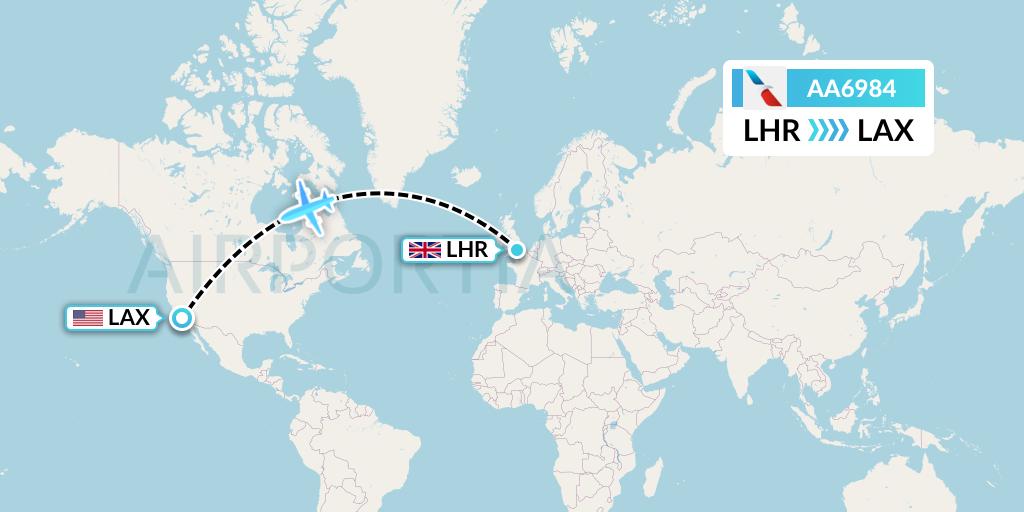 AA6984 American Airlines Flight Map: London to Los Angeles