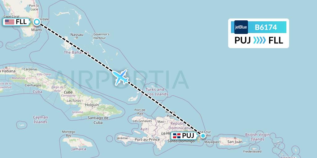 B6174 Flight Status JetBlue Airways Punta Cana to Fort Lauderdale (JBU174)