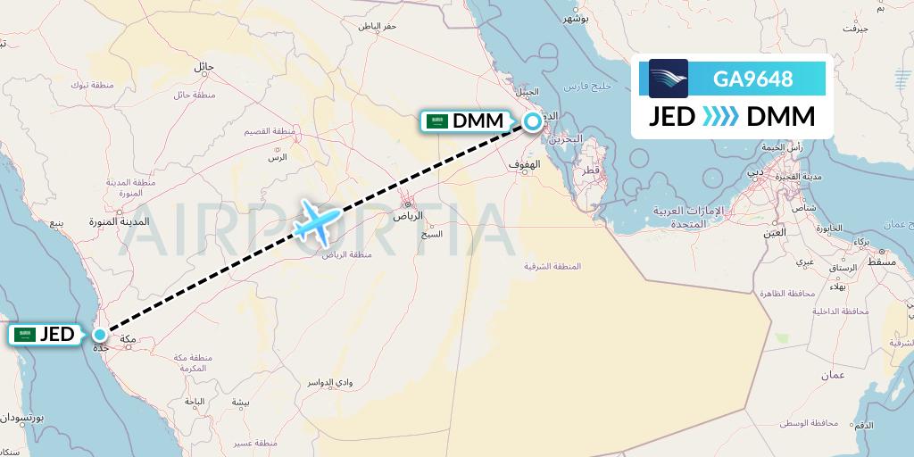 GA9648 Garuda Indonesia Flight Map: Jeddah to Dammam