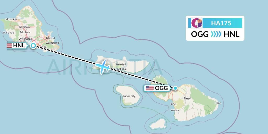 HA175 Hawaiian Airlines Flight Map: Kahului to Honolulu