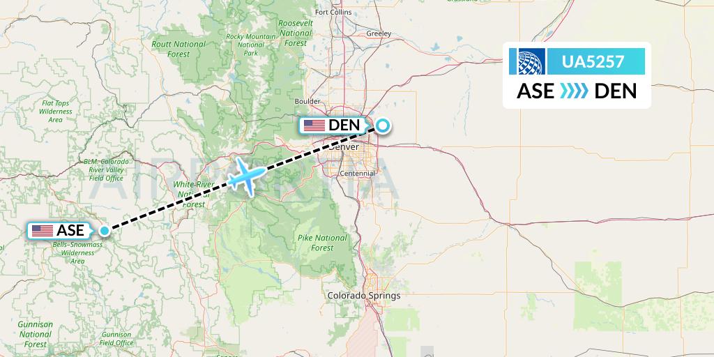 UA5257 United Airlines Flight Map: Aspen to Denver