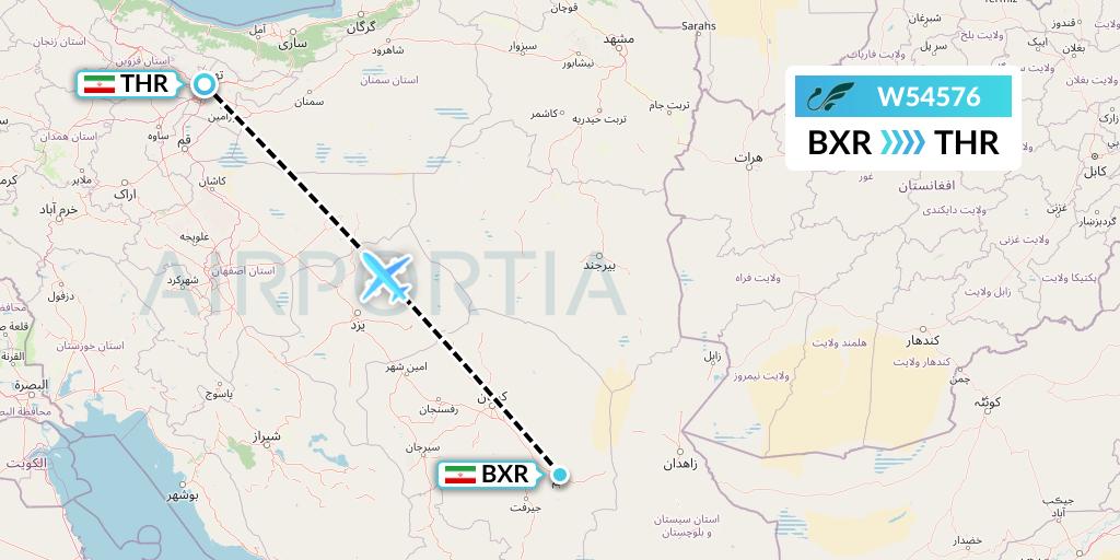 W54576 Mahan Air Flight Map: Iran to Tehran