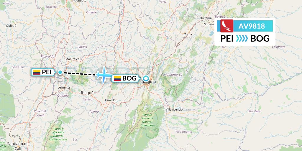AV9818 Avianca Flight Map: Pereira to Bogota