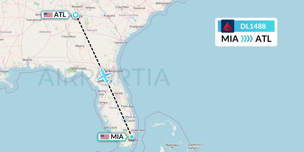 DL1488 Delta Air Lines Flight Map: Miami to Atlanta