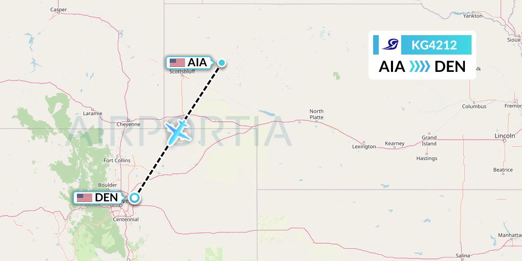 KG4212 Key Lime Air Flight Map: Alliance to Denver