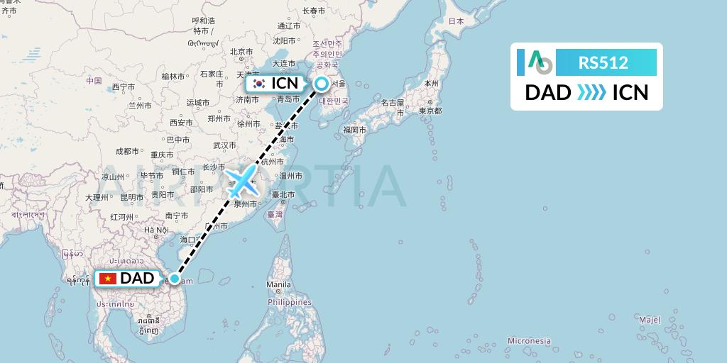 RS512 Air Seoul Flight Map: Da Nang to Seoul