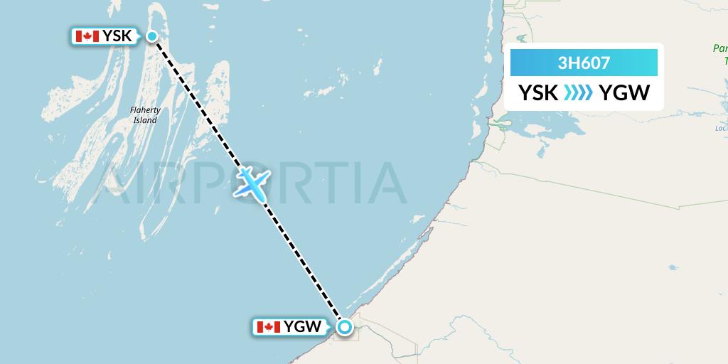 3H607 Air Inuit Flight Map: Sanikiluaq to Kuujjuarapik