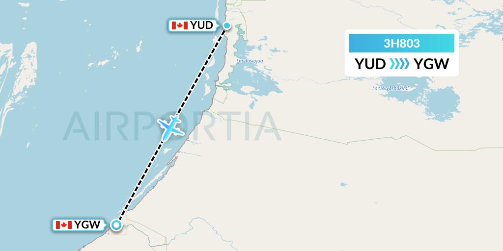 3H803 Air Inuit Flight Map: Umiujaq to Kuujjuarapik