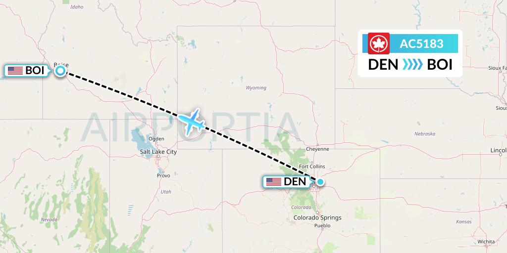 AC5183 Air Canada Flight Map: Denver to Boise