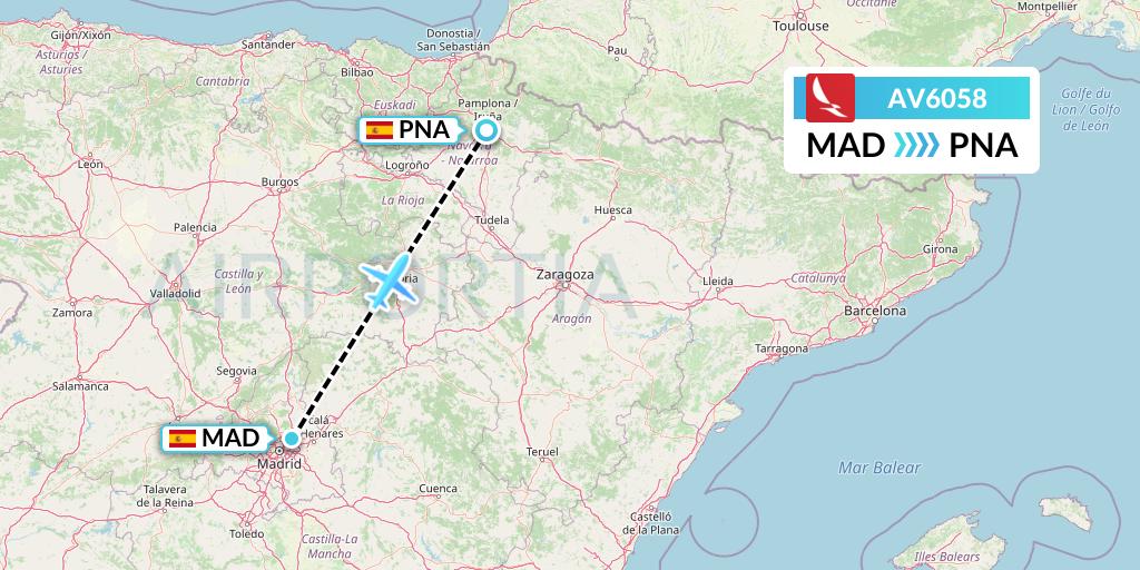AV6058 Avianca Flight Map: Madrid to Pamplona
