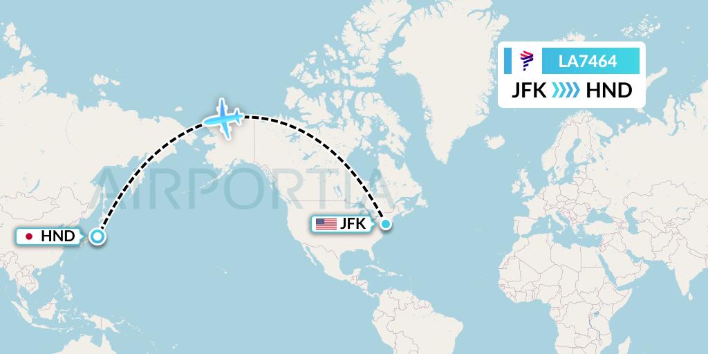LA7464 Flight Status LAN Airlines: New York to Tokyo (LAN7464)