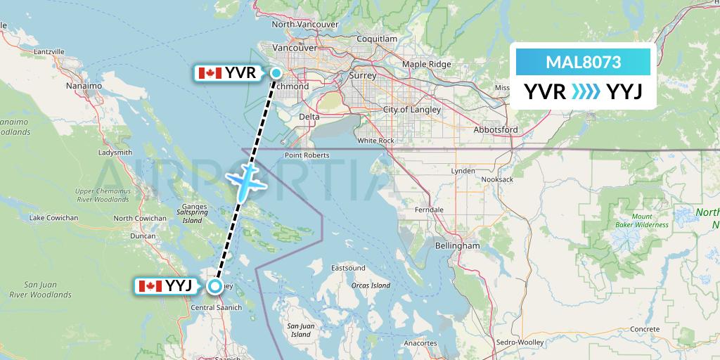 MAL8073 Morningstar Air Express Flight Map: Vancouver to Victoria