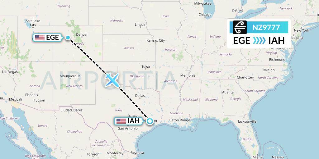 NZ9777 Air New Zealand Flight Map: Eagle to Houston