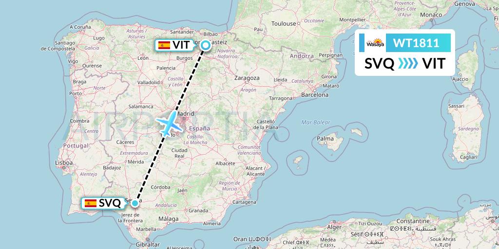 WT1811 Swiftair Flight Map: Seville to Vitoria