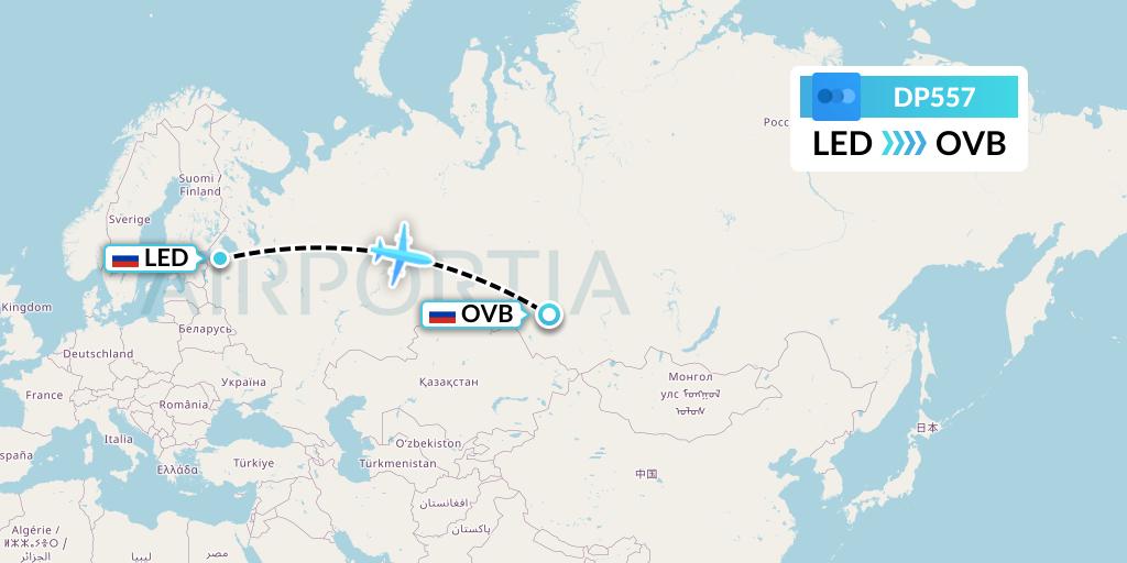 DP557 Pobeda Flight Map: St. Petersburg to Novosibirsk