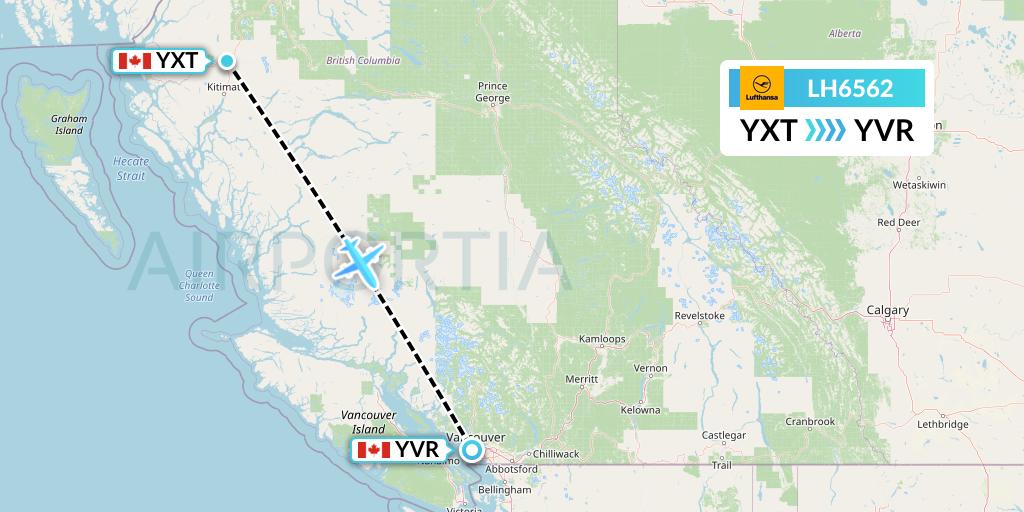 LH6562 Lufthansa Flight Map: Terrace to Vancouver