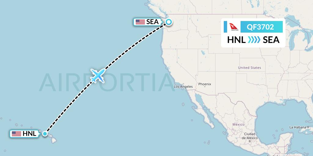 QF3702 Qantas Flight Map: Honolulu to Seattle
