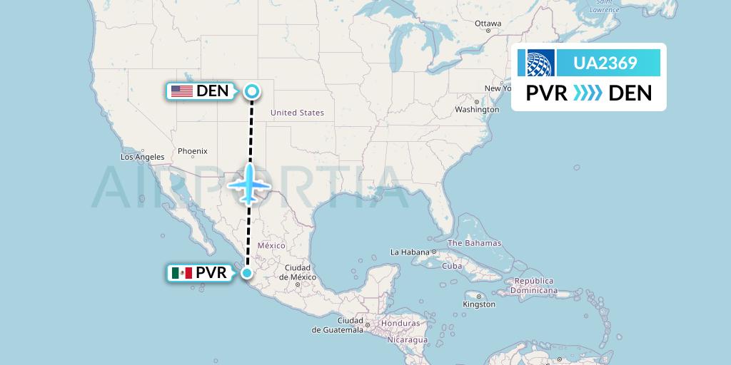 UA2369 United Airlines Flight Map: Puerto Vallarta to Denver