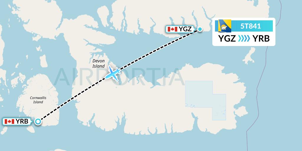5T841 Canadian North Flight Map: Grise Fiord to Resolute