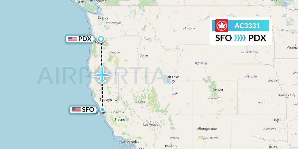 AC3331 Air Canada Flight Map: San Francisco to Portland