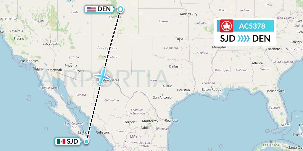 AC5378 Air Canada Flight Map: San Jose del Cabo to Denver