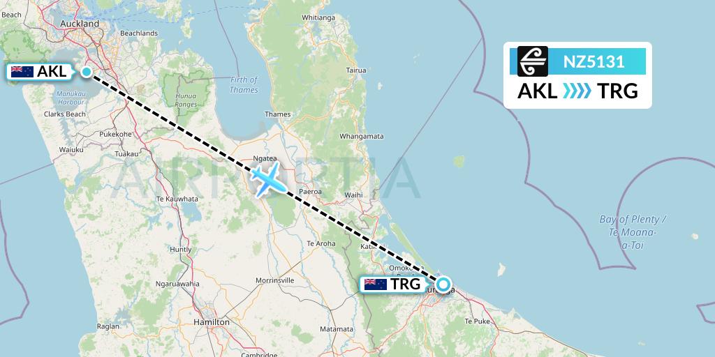 NZ5131 Air New Zealand Flight Map: Auckland to Tauranga