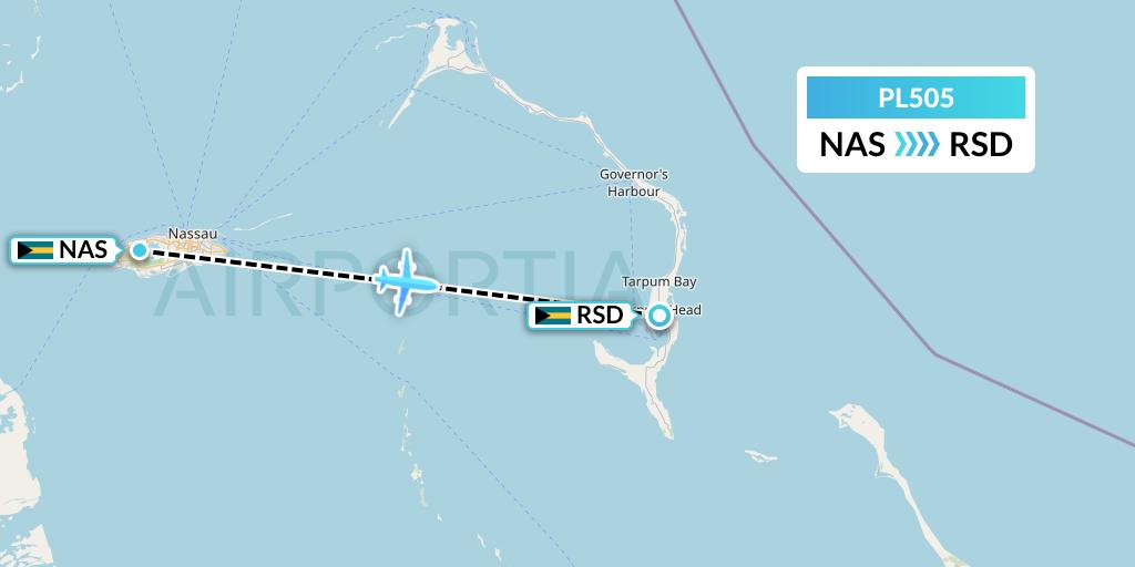PL505 Southern Air Charter Flight Map: Nassau to Rock Sound
